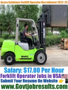 Acara Solutions Forklift Operator Recruitment 2022-23
