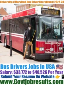 University of Maryland Bus Driver Recruitment 2022-23