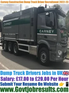 Carney Construction Dump Truck Driver Recruitment 2022-23