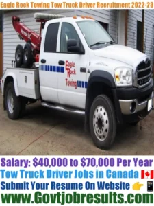 Eagle Rock Towing Tow Truck Driver Recruitment 2022-23