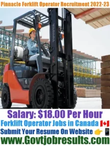Pinnacle Forklift Operator Recruitment 2022-23