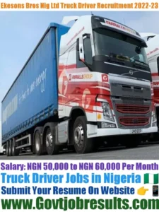 Ekesons Bros Nig Ltd Truck Driver Recruitment 2022-23