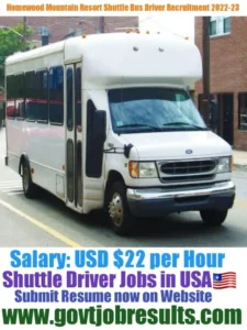Homewood Mountain Resort Shuttle Bus Driver Recruitment 2022-23