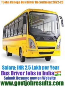 T John Institute of Technology Bus Driver Recruitment 2022-23