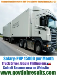 Unimax Steel Resources HGV Truck Driver Recruitment 2022-23