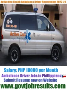 Active One health Ambulance Driver Recruitment 2022-23