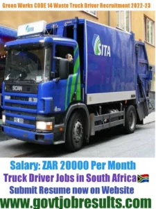 Green Works CODE 14 Truck Driver Recruitment 2022-23