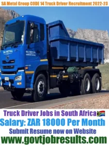 Sa Metals Group CODE 14 Truck Driver Recruitment 2022-23