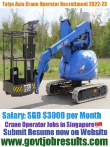Taiyo Asia Crane Operator Recruitment 2022-23