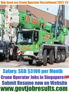 Kim Soon LEE Logistics Crane Operator Recruitment 2022-23