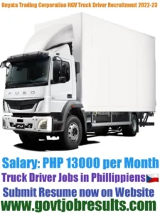 Onyata Trading Corporation HGV Truck Driver Recruitment 2022-23