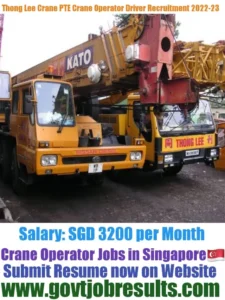 Thong Lee Crane Operator Recruitment 2022-23