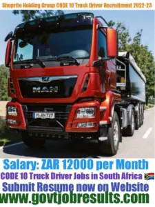 The Shoprite Group Code 10 Truck Driver Recruitment 2022-23