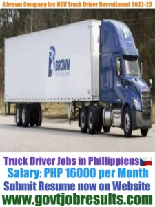 A Brown Company HGV Truck Driver Recruitment 2022-23