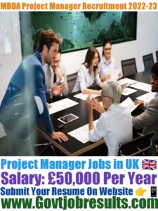 MBDA Project Manager Recruitment 2022-23