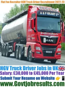 Flat Fee Recruiter HGV Truck Driver Recruitment 2022-23