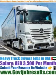 Mohebi Martin Brower Logistics LLC Heavy Truck Driver Recruitment 2022-23