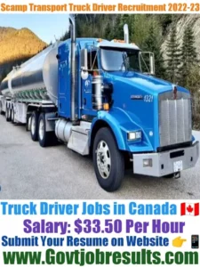 Scamp Transport Truck Driver Recruitment 2022-23