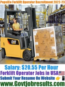 PepsiCo Forklift Operator Recruitment 2022-23