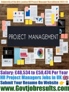 University of the Arts London HR Project Manager Recruitment 2022-23