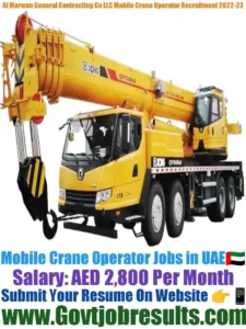 Al Marwan General Contracting Co LLC Mobile Crane Operator Recruitment 2022-23