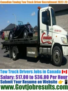 Canadian Towing Tow Truck Driver Recruitment 2022-23