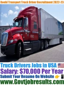 Roehl Transport Truck Driver Recruitment 2022-23