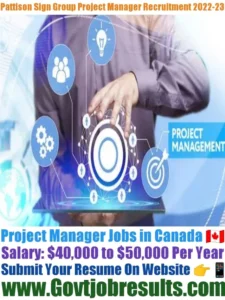 Pattison Sign Group Project Manager Recruitment 2022-23