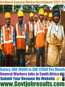 Cre8work General Worker Recruitment 2022-23