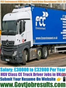 FCC Environment HGV Class CE Truck Driver Recruitment 2022-23