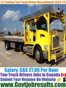 J S Towing Tow Truck Driver Recruitment 2023-24