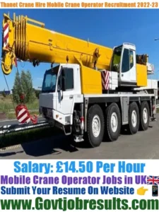 Thanet Crane Hire Mobile Crane Operator Recruitment 2022-23
