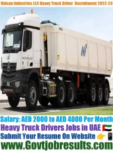 Vulcan Industries LLC Heavy Truck Driver Recruitment 2022-23