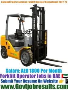 National Paints Factories Forklift Operator Recruitment 2022-23