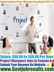 Maple Reinders Project Manager Recruitment 2022-23