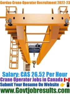 Gerdau Crane Operator Recruitment 2022-23