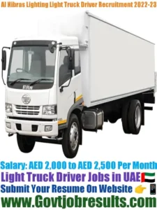 Al Nibras Lighting Light Truck Driver Recruitment 2022-23