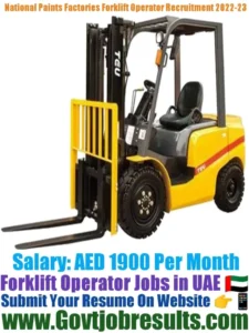 National Paint Factories Forklift Operator Recruitment 2022-23