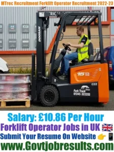 MTrec Recruitment Forklift Operator Recruitment 2022-23