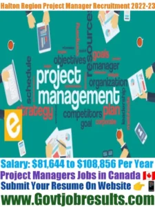 Halton Region Project Manager Recruitment 2022-23