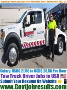 Advantage Towing and Recovery Tow Truck Driver Recruitment 2022-23