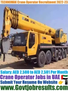 TECHNOMAK Crane Operator Recruitment 2022-23