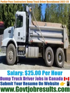 Porlier Pass Contractors Dump Truck Driver Recruitment 2022-23