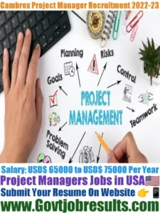 Cambrex Project Manager Recruitment 2022-23