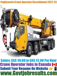 Puglisevich Crane Operator Recruitment 2022-23
