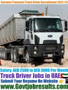 Karamat Transport Truck Driver Recruitment 2022-23