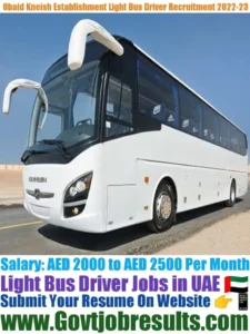 Obaid Kneish Establishment Light Bus Driver Recruitment 2022-23