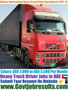 Kottoor International Heavy Truck Driver Recruitment 2022-23