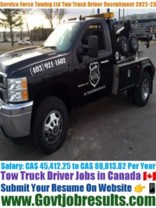 Service Force Towing Ltd Tow Truck Driver Recruitment 2022-23