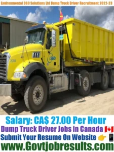 Environmental 360 Solutions Ltd Dump Truck Driver Recruitment 2022-23